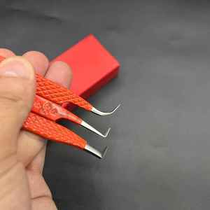 Pince à épiler professionnelle d'extension de cils de marque privée orange pointe pointue testée à la main en acier inoxydable durable de haute qualité - Product Image 6