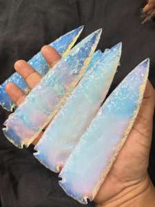 Punta de flecha grande, punta de flecha Opalite grande, punta de lanza de cristal tallada para decoración del hogar, Idea de regalo de cristal única - Product Image 2
