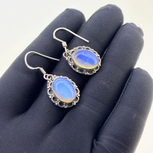 New <b>Solid</b> 925 Sterling <b>Silver</b> Gold Plated Natural Moonstone Oval Cabochon Cut Gemstone Designer Drop Fine Jewelry Wedding - Product Image 1