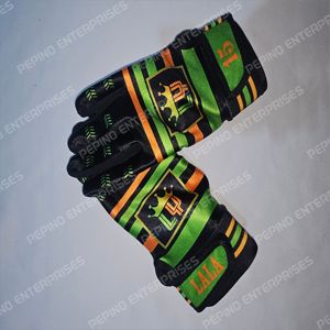 Guantes de béisbol de cuero Cabretta suave de ajuste personalizado de alta calidad transpirables cómodos en negro verde guantes de bateo personalizables - Product Image 4