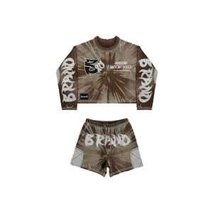 ชุดสูทสั้นสำหรับผู้ชายชุด100% ผ้าฝ้ายเทอร์รี่ระบายอากาศได้ดีเสื้อลำลองแขนยาวทรงหลวมสไตล์สตรีท - Product Image 4