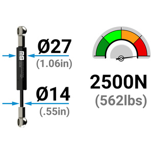 LS14BA-350-832-F1ลูกสูบก๊าซแบบกดสปริงอัด350มม. รองรับการยก832มม. ระบบอุตสาหกรรมกระบอกสูบ ISO - Product Image 2