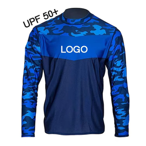 Camisa de Pesca Azul Camuflaje para Hombre, Manga Larga, Secado Rápido, con Diseño de Cuello Medio, Logotipo Personalizado, Ropa de Pesca en el Océano al Aire Libre - Product Image 1