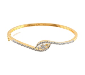 Brazalete de diamantes de corte redondo Real 100%, nuevo oro amarillo de moda para fiesta de boda de compromiso - Product Image 1