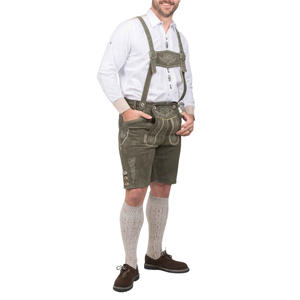 Auténticos pantalones cortos de cuero alemán Lederhosen de 2 piezas Loden Green para Bavarian Oktoberfest 2025 Pantalones cortos de cuero de la mejor calidad - Product Image 4