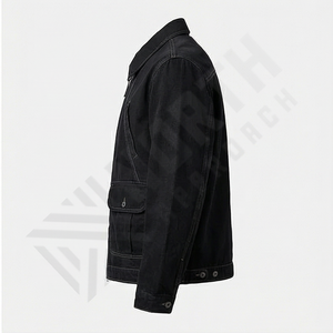 Chaqueta Vaquera Azul Oscuro para Hombre, Estilo Informal, con Bolsillos Grandes, Cierre de Cremallera, Ropa de Calle Moderna y Funcional - Product Image 3