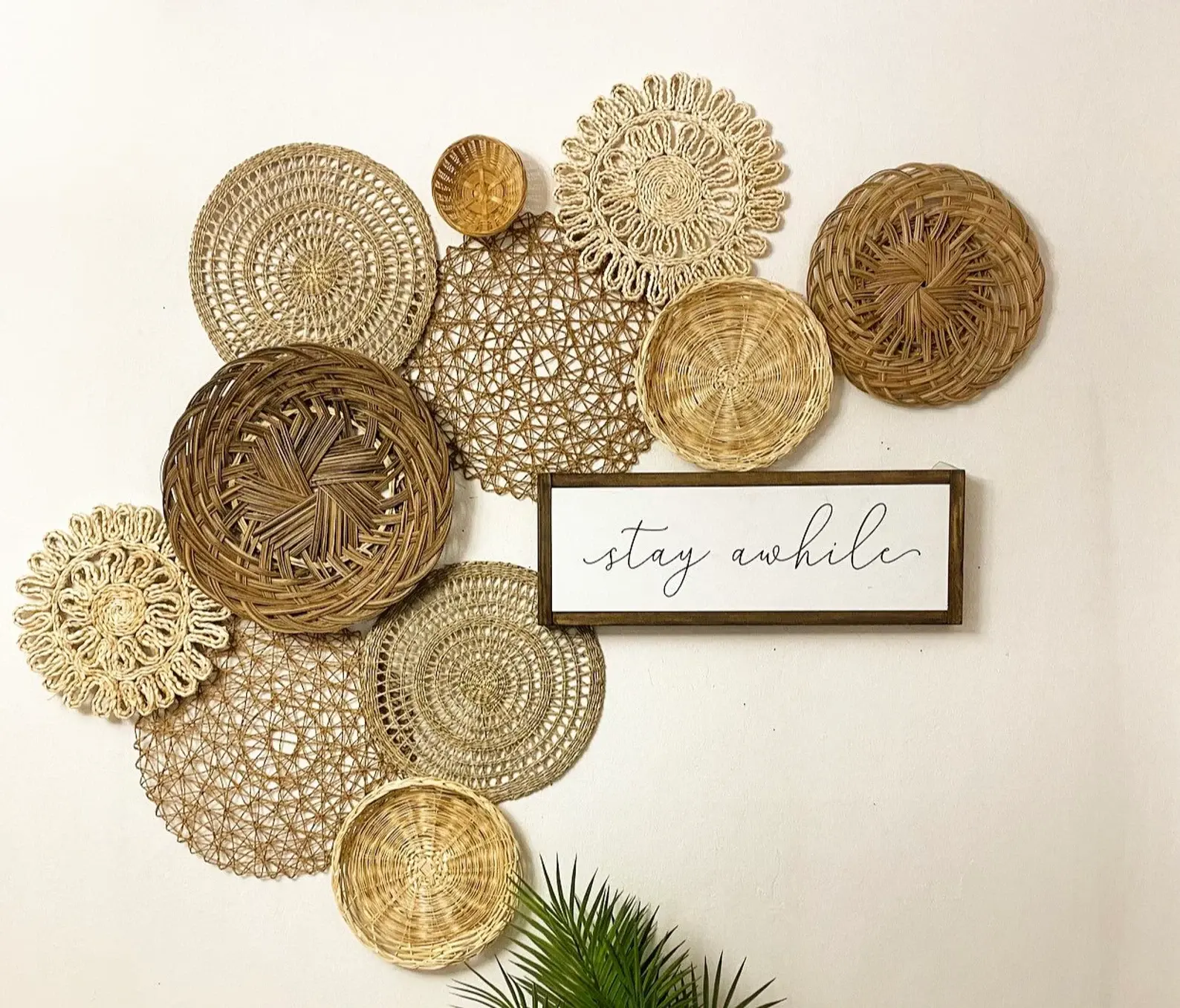 Boho basket wall cestini da parete in vimini decorazioni da parete, decorazioni da parete bohémien arazzi intrecciati, decorazioni da parete minimaliste fattoria