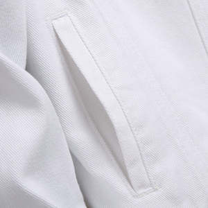 Veste pour homme Vente en gros Vêtement d'extérieur unisexe Automne Col montant enduit Blanc Premium Veste en jean déchirée Haut pour homme OEM - Product Image 5