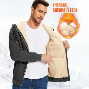 Sweat à capuche en polaire sherpa pour homme, doux, confortable, thermique, avec capuche réglable pour un usage décontracté en hiver - Product Image 3