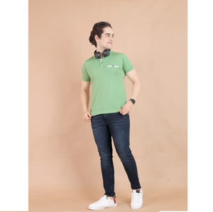 Vente chaude hommes col Mandarin demi manches T-shirt confort tenue décontractée 100% coton pour les tenues de tous les jours et le bureau - Product Image 1