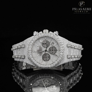 Reloj de Lujo para Hombre, Estilo Hip Hop, con Cristal de Zafiro, Cronógrafo, de Acero Inoxidable, con Moissanita Automática Completamente Engastada - Product Image 3