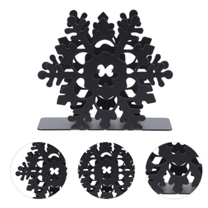 <b>Black</b> Metal Napkin Holder with Luxurious Snowflakes and Flower Design for Kitchen or Home Christmas Decorations Restaurant Use - Product Image 6
