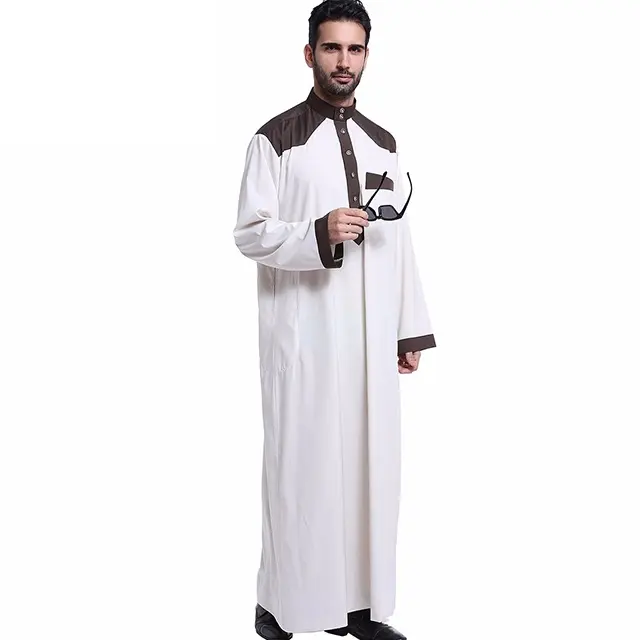 Toptan Islamic Abayas müslüman giyim erkek Kaftan Jubbah giyinmiş yüksek kalite arapça Thobes