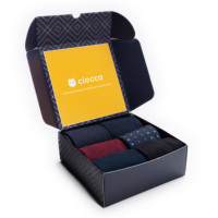 Chaussettes classiques pour hommes à motif géométrique en coton et élasthanne, lot de 6 paires en coffret cadeau, imprimées numériquement, taille unique, pour l'hiver