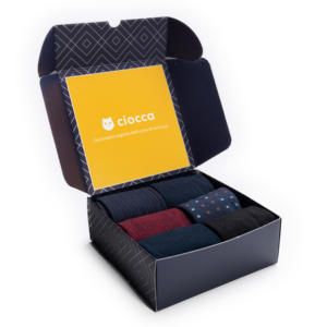 Chaussettes classiques pour hommes à motif géométrique en coton et élasthanne, lot de 6 paires en coffret cadeau, imprimées numériquement, taille unique, pour l'hiver - Product Image 2