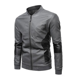 Veste d'hiver en cuir pour hommes Veste de moto en cuir Pu Cool Zip Pockets Size Oem Service Leather Jacket - Product Image 2