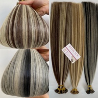 Extensions de cheveux brésiliens 100% vierges Remy, toutes couleurs, pré-collées I-Tip, double trame, résistantes à la chute, cheveux raides