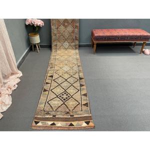 2.1x12 ft Turkish Vintage <b>Rug</b>, <b>Runner</b> <b>Rug</b>, Brown Herki Floral <b>Rug</b> - Product Image 1