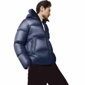 Chaqueta acolchada azul marino para hombre, abrigo cálido con capucha de invierno, ropa de abrigo acolchada ligera, chaqueta aislada con cierre de cremallera elegante - Product Image 5