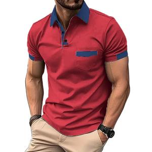 Chemises Polo à Manches Courtes pour Hommes d'Été Couleur Unie Respirantes Décontractées Chemises Basiques pour Hommes Hauts Légers avec Poches - Product Image 4