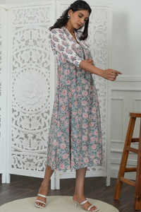 Casual encanto exquisito Azofree puro algodón favorecedor silueta vestido de mujer Floral bellamente elaborado Vestido de estilo vestido - Product Image 3