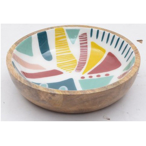 Cuenco minimalista moderno ecológico hecho a mano para servidor de ensalada esmalte rojo hecho de cerámica y madera de mango para cenas - Product Image 5