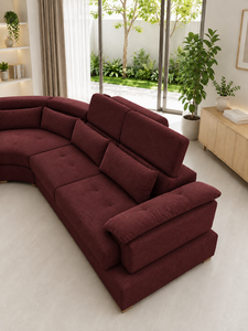 Sofá Esquinero Moderno en Forma de L, Modelo Montecarlo, Tapizado en Color Granate, Sofá Seccional Personalizado con Tela, Muebles para Sala de Estar, Hotel, Villa, Casa - Product Image 5