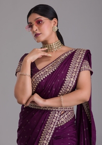 Bollywood Designer lourd doux Chinon soie séquence travail traditionnel ethnique Saree avec chemisier fête de mariée mariage vêtements ethniques - Product Image 4