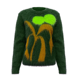 Suéter de Mohair, Prenda de Punto Personalizada, Cálido para Otoño, Suave y Esponjoso, con Estampado Floral, Transpirable, Cuello Redondo, Fabricante de Ropa - Product Image 1