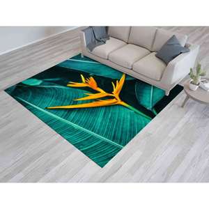 Tapis imprimé de fleurs tropicales : Décoration de bureau, botanique, grand format, facile à nettoyer, tapis en velours - Product Image 1