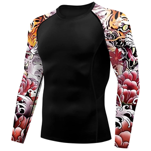 Custom 87% Polyester 13% Elastane Mock Neck 4-way Stretch Dual-layer Fabric Fast-drying Compression Shirts Rash Guard MMA - Product Image 1