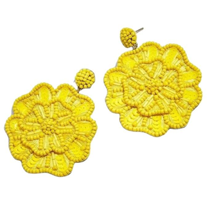 Pendiente bordado de rosa amarilla con cuentas hechas a mano de lujo con estilo hermoso lujo lindo nuevo diseño Top de moda por glowin fashion - Product Image 1