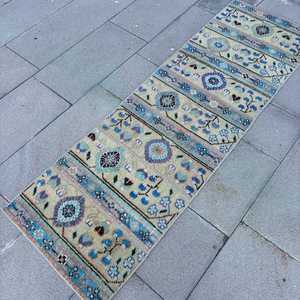 Alfombra Turca Vintage de 1.8x5.6 pies, Alfombra Azul Sólida - Product Image 3