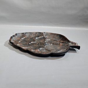 Ensemble de plateaux en bois rectangulaires faits à la main avec motif géométrique noir blanc or Salle à manger de luxe et décoration pour la maison Dernières conceptions - Product Image 3