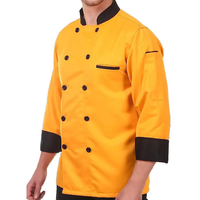 Vestes de chef en toile respirante de couleur unie, OEM, faible MOQ, haute qualité, élégantes, unisexes, uniformes de chef de restaurant, imprimées en sérigraphie