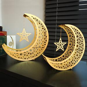 Bougeoir en métal fait à la main Ramadan pour la maison en forme de lune noire Cadeaux et décoration de table Eid Mubarak - Product Image 4