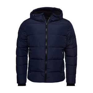 Parka de invierno con logotipo personalizado para hombre, chaqueta impermeable gruesa a prueba de viento con capucha y cuello levantado, ropa de calle cálida para invierno - Product Image 1