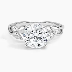 Stainless Steel Shape Solitaire Engagement <b>Ring</b> with Moissanite Round Cut Stone Bezel Setting <b>Statement</b> Jewelry - Product Image 1
