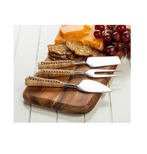 Juego de cuchillos de queso con mango de ratán de aspecto natural para un precio barato de tamaño personalizado con producto de uso hecho a mano - Product Image 6