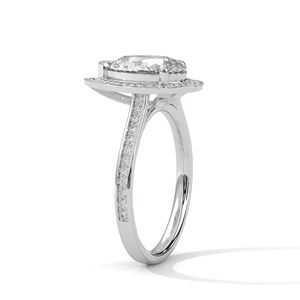 Pear Cut Halo Moissanite Engagement <b>Ring</b> 925 Sterling <b>Silver</b> Rhodium Plated Pave Set <b>Solitaire</b> <b>Ring</b> GRA Certified Handmade Fine - Product Image 4