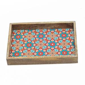 Bandeja de servicio impresa de madera de lujo natural rústica con ilustraciones de pintura para una decoración floral de mesa elegante a un precio asequible - Product Image 2