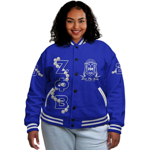 Zeta Phi Beta 1920 Varsity Jacket Azul Blanco Hermandad Letterman ZPB Greek Life Chenille Patch Founders Edition Wear - Product Image 1