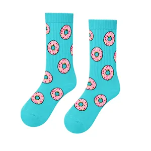 Chaussettes de tennis à motif donut de haute qualité, logo personnalisable, antibactériennes, respirantes, pour les sports d'automne comme le cyclisme, taille unique - Product Image 1