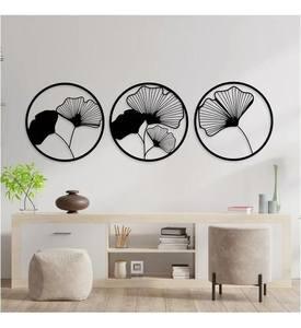 Modern Floral Form Black <b>Wall</b> <b>Art</b> Beautiful Decorative Metal <b>Mosaic</b> <b>Wall</b> Mounted Set of 3 Hot Selling for Wedding Occasions - Product Image 5