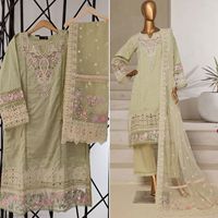 2025 Sada Bahar Mewah 3-Piece Pakaian Pesta Musim Semi Bordir Jacquard Anti Kusut Siap Pakai Dupatta Salwar Kameez India