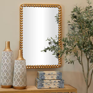 Prix d'usine direct miroir mural décoratif en métal doré détail perlé miroir mural en verre à prix raisonnable mur de haute qualité - Product Image 6