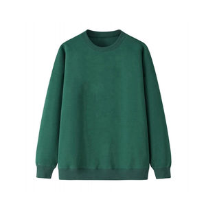 Personnalisable 100% coton polaire sweat à manches longues pull col rond brodé solide lavé sweat pour l'hiver - Product Image 2