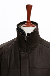 Veste en cuir unisexe à col montant zippée, longue, marron, de qualité supérieure, écologique, DINO GOAT DEER |   Vêtements d'extérieur pour l'hiver |   OEM - Product Image 3