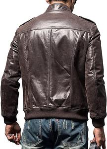 Nouvelle veste en cuir en peluche pour jeunes pour hommesVestes Vente en gros Logo personnalisé Plus Size Veste en cuir véritable pour hommes - Product Image 2