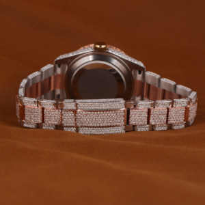 Reloj de pulsera de diamante moissanita mecánico automático de dos tonos personalizado reloj de pulsera elegante árabe con fecha Dial Hip Hop - Product Image 3